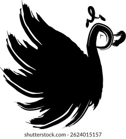 This minimalist black swan is perfect for modern design projects. The vector features clean, geometric lines. It's ideal for luxury branding, wedding invitations, logos, or editorial content. 
