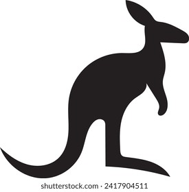 This minimalist black and white image captures the distinct silhouette of a kangaroo, an iconic symbol of the Australian outback.