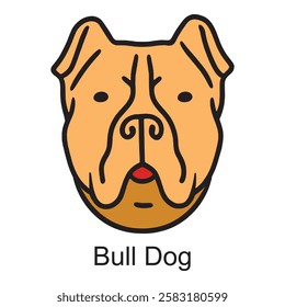 This minimalist black and white line drawing captures the essence of a bulldog's face with bold, clean lines and distinctive wrinkles, making it both recognizable and visually appealing.