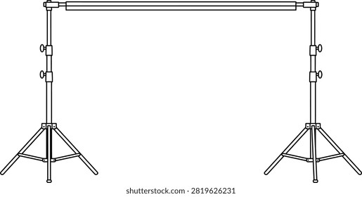 This minimalist black and white technical illustration depicts a horizontal support structure holding two downward facing light fixtures. Each light source features a cone shaped projection area with dashed lines indicating specific angular measurements for the beam spread of the lights.