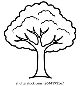 Esta ilustração árvore preto e branco minimalista oferece um elemento de design limpo e versátil para vários projetos.