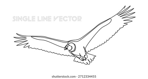 This minimalist continuous line art illustration of a majestic eagle in flight symbolizes freedom, strength, and natural beauty, perfect for modern design projects