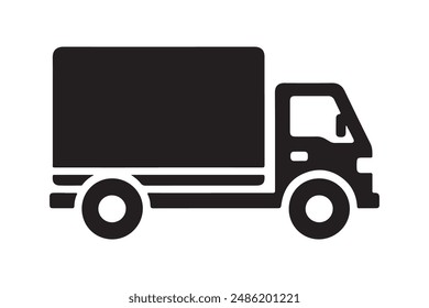 This minimalist delivery truck silhouette vector features a clean and simple design, ideal for transportation and logistics projects.