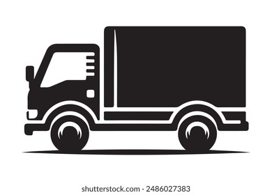 This minimalist design delivery truck silhouette vector showcases a clean and modern aesthetic, ideal for transportation and logistics-themed projects. 