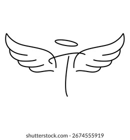 This minimalist design features elegant angel wings, symbolizing flight and spirituality. Perfect for various creative projects and inspirational themes.