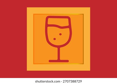 This is a minimalist digital graphic featuring a stemmed glass containing a beverage, likely champagne or sparkling wine.