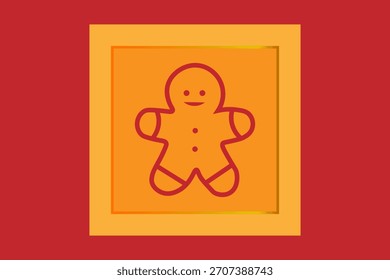 Dies ist eine minimalistische digitale Grafik mit einer Lebkuchenfigur, die in einem einfachen rot-orangefarbenen Umriss gerendert ist.