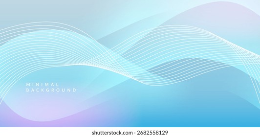 This minimalist graphic background uses light and dark blue tones and thin wavy lines to create a simple flow and dimension. The gradient hues create a vibrant and calming look.