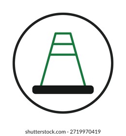 This minimalist graphic features a green, ladder-like structure within a black circle. The design, clean and modern, can represent safety, construction, or a conceptual idea. It is ideal for