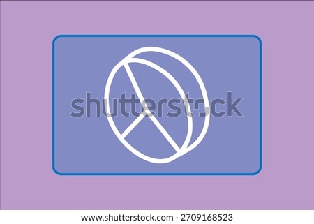 This is a minimalist graphic illustration of a pie chart or data visualization icon. The object is rendered entirely in a thick white outline and is centered on a solid purple background.