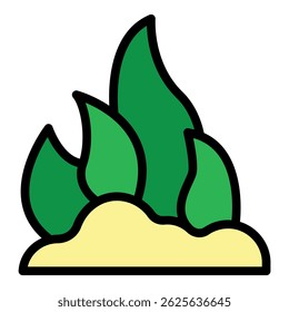This minimalist icon represents seaweed growing from a sand patch
