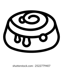 Este ícone minimalista mostra um rolo de canela pingando com gelo