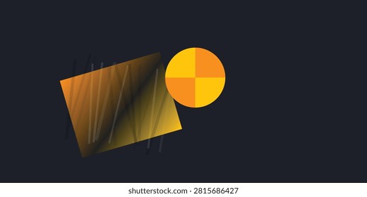 This minimalist illustration presents a solid orange circle and a textured square creating a clean and bold visual balance. The subtle linear texture adds depth and a tactile quality to the flat desi