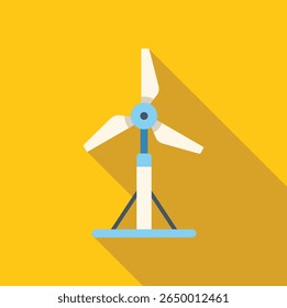 This minimalist illustration represents a wind turbine generating clean energy, symbolizing sustainability