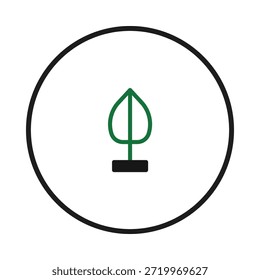 Esta Imagen minimalista presenta un brote verde dentro de un círculo negro. El diseño es limpio y elegante, perfecto para branding, logos, o cualquier proyecto que necesite un toque de sencillez natural. Simbolizando