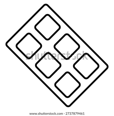 This minimalist line art depicts a sixcompartment palette tray, ideal for representing art, makeup, or organization. A versatile vector graphic perfect for creative design and modern UI kits.
