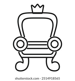 Esta ilustração minimalista mostra um trono real com uma coroa, perfeito para projetos relacionados à monarquia, poder ou luxo