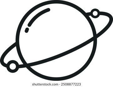 Este vetor de arte de linha minimalista retrata o icônico planeta Saturno com seus anéis de assinatura.