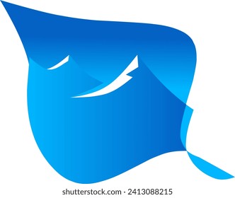 This is a minimalist logo design for a blue leaf shape with an iceberg motif in it, for your illustration