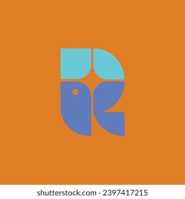Este diseño minimalista de logotipo es para su empresa. Parece un logo moderno con forma de R con color azul. logotipo de la letra.