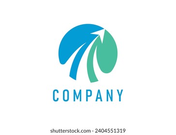 This minimalist logo design is for your company. It looks like a round-shaped modern logo With blue and green colors.
