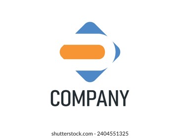 This minimalist logo design is for your company. It looks like a round rectangle-shaped modern logo With blue and Yellow colors.