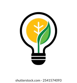 This minimalist logo merges an electric bulb and leaf, symbolizing innovation and eco-friendliness. Ideal for sustainable brands, green energy, and environmental solutions, with a clean, modern style.