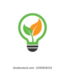 This minimalist logo merges an electric bulb and leaf, symbolizing innovation and eco-friendliness. Ideal for sustainable brands, green energy, and environmental solutions, with a clean, modern style.