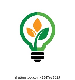 This minimalist logo merges an electric bulb and leaf, symbolizing innovation and eco-friendliness. Ideal for sustainable brands, green energy, and environmental solutions, with a clean, modern style.