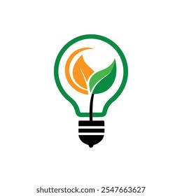 This minimalist logo merges an electric bulb and leaf, symbolizing innovation and eco-friendliness. Ideal for sustainable brands, green energy, and environmental solutions, with a clean, modern style.