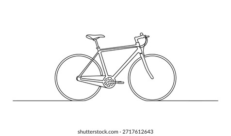 Este desenho minimalista de uma linha captura a essência de uma bicicleta, incorporando simplicidade e design moderno. Perfeito para projetos criativos, esta ilustração vetorial mostra a beleza do contínuo