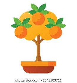 This minimalist orange tree icon illustration captures eco-friendly and organic design, perfect for branding and packaging in natural, sustainable, and citrus-themed products.