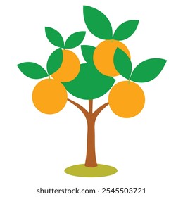 This minimalist orange tree icon illustration captures eco-friendly and organic design, perfect for branding and packaging in natural, sustainable, and citrus-themed products.