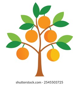 This minimalist orange tree icon illustration captures eco-friendly and organic design, perfect for branding and packaging in natural, sustainable, and citrus-themed products.