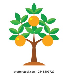This minimalist orange tree icon illustration captures eco-friendly and organic design, perfect for branding and packaging in natural, sustainable, and citrus-themed products.