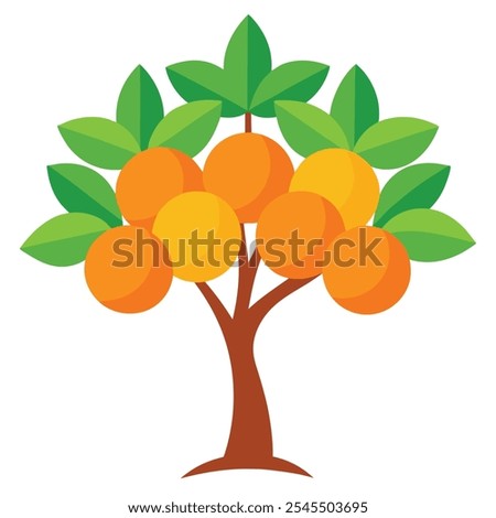 This minimalist orange tree icon illustration captures eco-friendly and organic design, perfect for branding and packaging in natural, sustainable, and citrus-themed products.