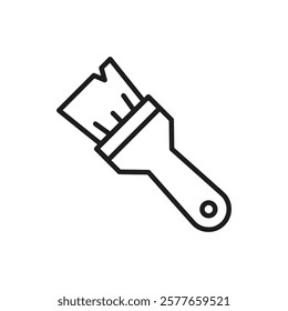 This minimalist outline icon features a sleek paintbrush, symbolizing essential tools in renovation and construction. It reflects creativity and skilled craftsmanship in DIY projects