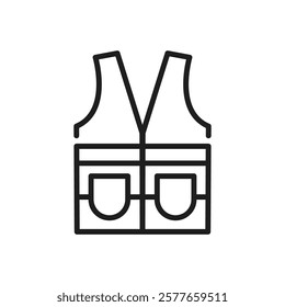 This is a minimalist outline icon that effectively represents a construction waistcoat, serving as a powerful symbol of safety and professionalism within the construction industry and its practices