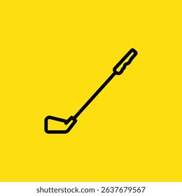 This is a minimalist, outlined image of a golf club displayed against a solid yellow backdrop, often used for sporting design.