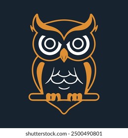 This minimalist owl vector features a bold black, white, and orange design. Perfect for logos, illustrations, and artwork. Ideal for use in professional and creative projects.