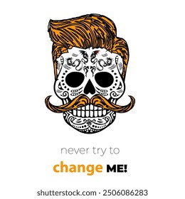 This minimalist tee shirt design, 'Never Try to Change Me,' features clean, bold artwork. Perfect for those who embrace individuality and appreciate straightforward, empowering messages