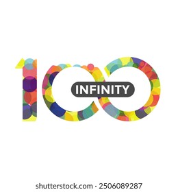 This minimalist tee shirt design, '100 Infinity,' features clean, bold artwork. Perfect for those who appreciate simplicity and a powerful, enduring message. Can be used as logo 