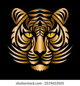 Esta ilustración minimalista de cabeza de tigre utiliza Formas simples y color degradado, creando una representación abstracta pero poderosa del majestuoso animal.