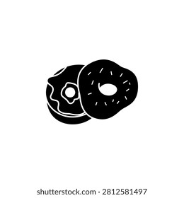 This is a minimalist vector illustration of a Bagel icon, featuring a simple, clean, and solid glyph style. The icon can be used as a symbol, sign, or logo.