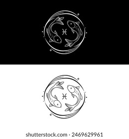 This minimalist vector illustration captures the essence of Pisces, the twelfth and final sign of the zodiac, in a sleek and modern style. Perfect for tattoos.