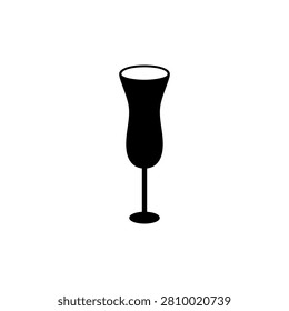 This is a minimalist vector illustration of a Cordial glass icon, featuring a simple, clean, and solid glyph style. The icon can be used as a symbol, sign, or logo.
