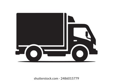 This minimalist vector illustration of a delivery truck silhouette features a clean and simple design, ideal for transportation and logistics projects.