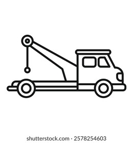 This minimalist vector illustration design shows a tow truck hooking, perfect for projects related to transportation, rescue, emergency, and roadside assistance