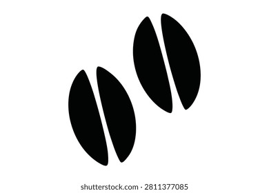 This minimalist vector illustration displays a black cloven hoof print icon set against a solid white background. The clean symmetrical design represents wild animal tracks suitable for hunting graphics or wilderness conservation signage and nature branding