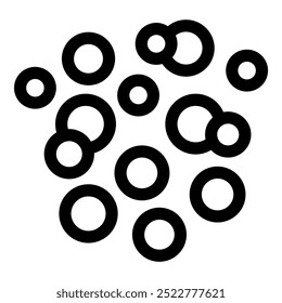 This minimalist vector illustration features a dynamic composition of overlapping circles, creating a sense of depth and movement